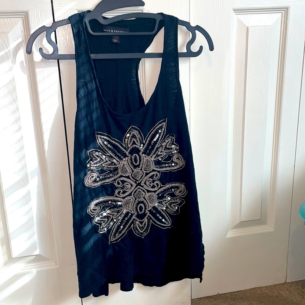 ⚡️⚡️Rock & Republic XS Womens Floral Sequin Design Tank Top